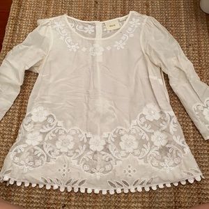 White long sleeve sheer top